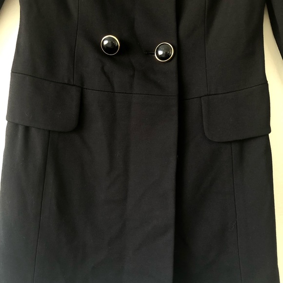 E. Land Elegant Black Long- Sleeved Ajustable Coat Size UK 6 - Picture 3 of 10